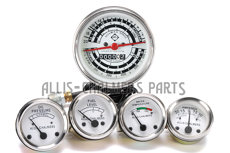 Allis Chalmers D17 Diesel Only: Tachometer,Temp, Oil Pressure, Fuel, Amp Gauge Set