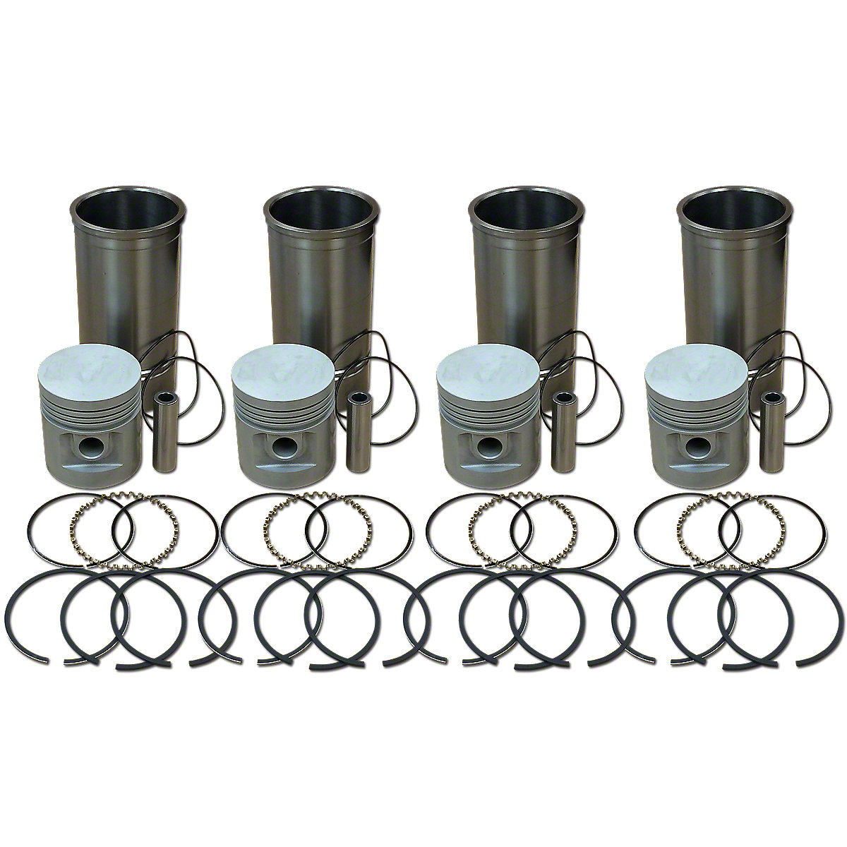 4 Cylinder Piston And Sleeve Kit For Allis Chalmers: WC, WD, WF.