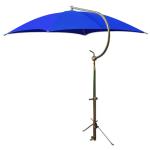 Deluxe Blue Tractor Umbrella With Brackets. Four oil-tempered spring steel bows are locked into place with individual spring clips, providing ease of operation and a rigid framework for the cover. Frame constructed of tubular steel. All metal parts, including frame and mounting brackets, zinc plated for rust resistance and lasting appearance. 54" square cover is made of durable polyester material. Each corner is double reinforced and has heavy steel grommets. Complete with universal mounting bracket. NOTE: Can be mounted on side of fender, rear end / axle housing, foot platform. Fits tractors, combines, swathers and Industrial equipment.