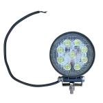 Fits various models
4.520" housing OD
2.145" depth
LED Type: 9 Bridgelux, 3 Watt LED
Power: 27 Watts total
Voltage: 9-32 Volt operating range
Amp Draw: 2.25A @ 12V, 1.125A @ 24V
Theoretical Lumens: 2160
Operating Lumens: 1728
Color Temperature: 6000K
Body Material: Black painted heavy duty diecast aluminum housing with integral heat sink
Lens: Scratch Resistant Polycarbonate
Bracket: Simple 1 bolt 304 stainless steel adjustable mount, also includes 1 bolt 201 steel mount and a M8-1.25 mounting bolt and nut for 0.335" OD hole
IP67 Waterproof and Shock Proof Rated
(2) 16" Insulated Wires in a Waterproof Loom to Attach Terminals
60 Degree Flood Beam Pattern
Operating Temperature is -40 to 140 Degrees Farenheit
Natural White Color Light
Rated at 50000 Hours Lifetime
No Bulbs or Ballast to Replace
Provides Additional Light Without Overloading Your Existing Electrical System
Energy Efficient for Longer Battery and Alternator Life
LED's Provide a Brighter, Whiter Light to Enhance Visibility and are More Durable Than a Standard or Haolgen Bulb Style Light
The flood beam is an excellent work light that illuminates wide and short areas.