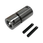 Fits: IHS555 torque generators,
When equipped with Char-Lynn add on power steering.
Use this coupler if a universal joint is needed on the steering shaft.
Dimensions: 3-3/8" Compressed. 3-1/2" Overall length.
Requires 5/16" drill bit to drill the existing shaft