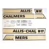 Decal Set For Allis Chalmers D17 Series IV Gas Tractors 1964 And Up